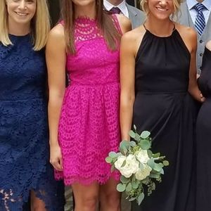 Adelyn Rae Fit and Flare Pink Lace Dress